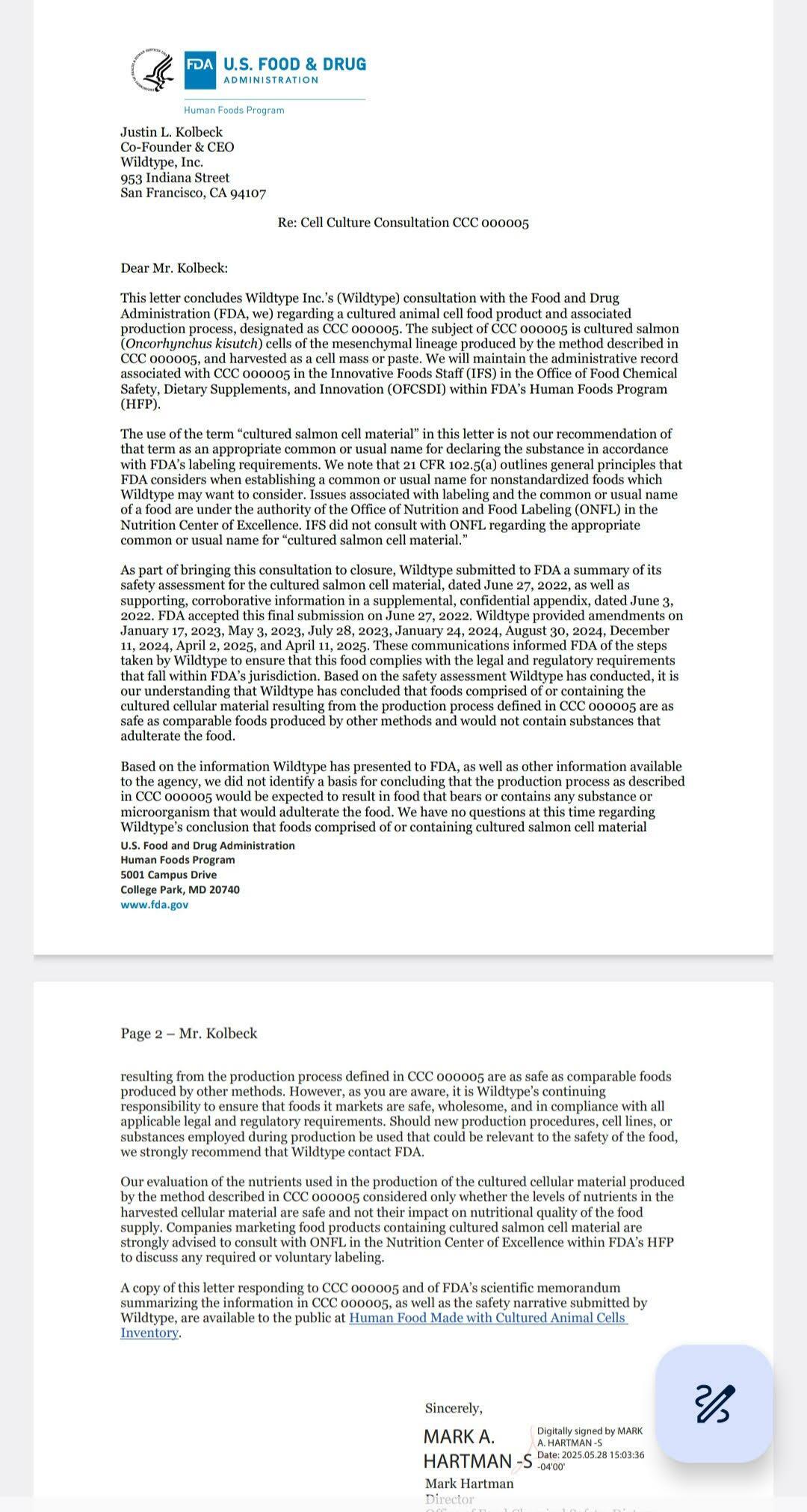 FDA approves lab grown salmon